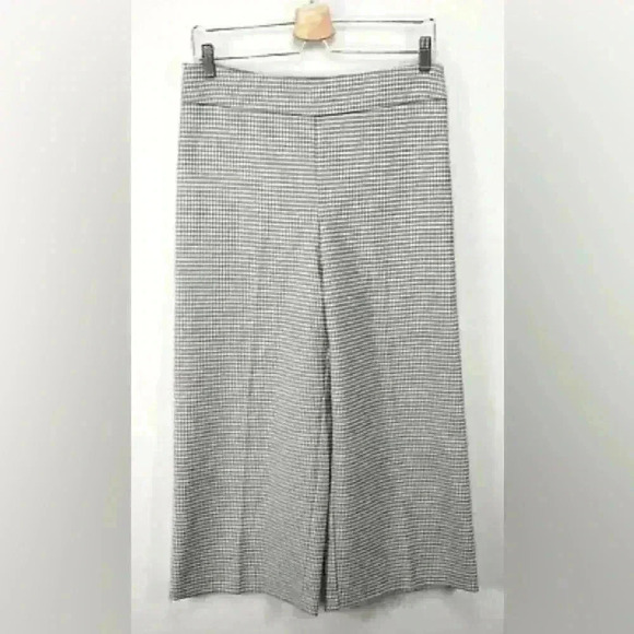 Rachel Zoe Pants Womens 6 M Gray Wide Leg High Rise Crop White Black Check - Picture 1 of 9